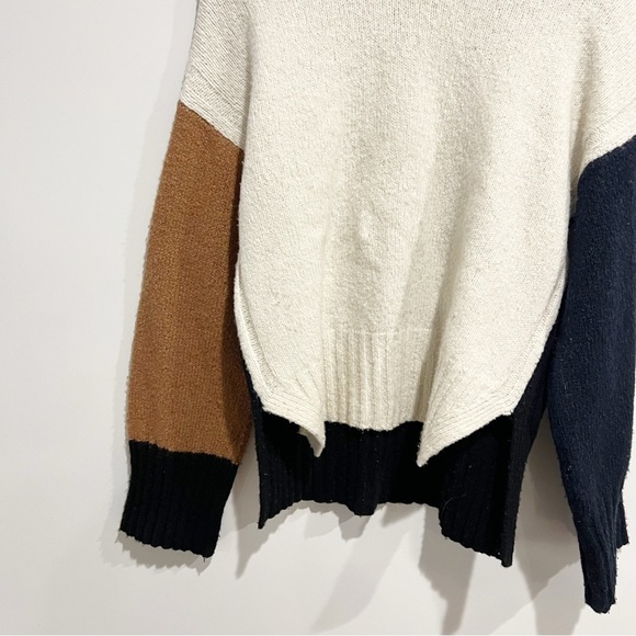FRAME Color Blocked Sweater Turtleneck Pullover Wool Silk Cashmere - Picture 7 of 13